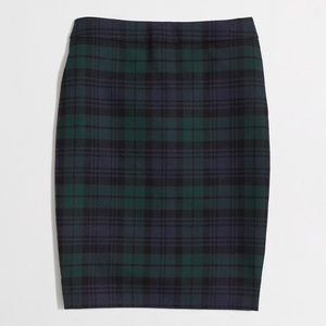 j crew plaid pencil skirt sz 0